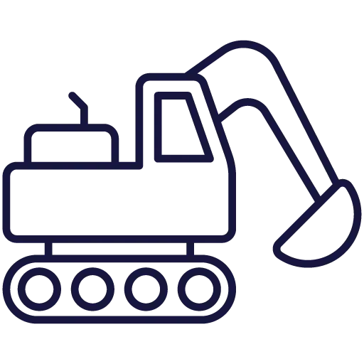 Excavator icon representing construction sites served by Gassy mobile fuel delivery in Austin